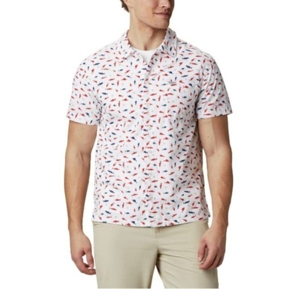 Columbia Other - Columbia Red White and Blue Men’s Best Fishing Short Sleeve Shirt, Americana USA